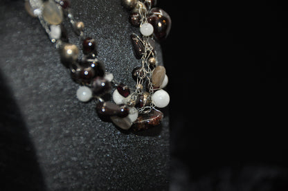 Garnet and Moonstone Braided Necklace